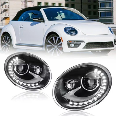 Pair LED Headlights Assembly For VW Beetle 2013 2014 2015 2016 2017 2018 2019 - Image 1 of 4