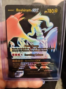 Reshiram GX Rainbow Black Foil Fan Art Vinyl Collector Pokemon Card 071/070 - Picture 1 of 5