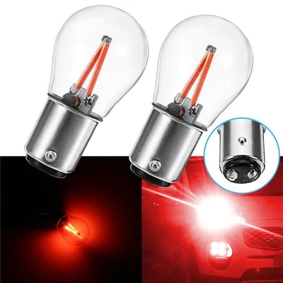 2Pcs 1157 BA15D Car Truck LED Tail Reverse Brake Light Bulb Lamp Red 12V 25*50MM - Image 1 of 4