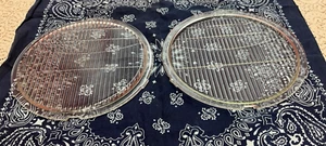 Antique glass auto headlamp flat lenses 8-21/32 x 7-7/8 FD-A; pair - Bild 1 von 10