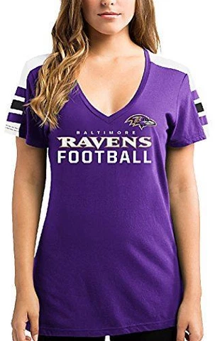 Ladies Baltimore Ravens Purple Pride Playing V Neck Short Sleeve T Shirt Cover