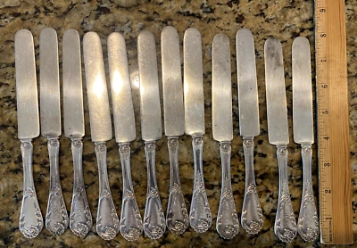 DOMINICK AND HAFF  STERLING SILVER  SET OF 12 ALL STERLING KNIVES LOUIS XIV MONO - Image 1 of 4