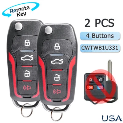Llavero de control remoto abatible 2 actualizaciones 4D63 para Ford Lincoln Mercury CWTWB1U311 Foto 1 de 4