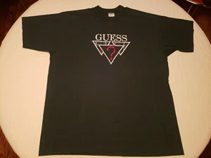Vintage 90's Guess Brand T Shirt Stitched Logo Mens L - XL Retro Rare - Picture 1 of 4