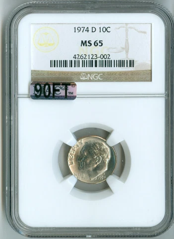 1974 D NGC MS65 MAC 90% FT Full Torch Roosevelt Dime Cover