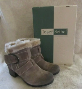 JOSEF SEIBEL Tracy Velour Kombi Taupe Leather Boots Shoes US 8 - 8.5 M EU 39 NWB - Picture 1 of 11