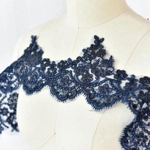 15CM*1 Yard Delicate Eyelash Embroidered Flower Sequin Lace trim Wedding/sewing - Picture 1 of 27
