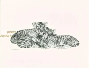#180 TIGER CUBS * wildlife art print * pen & ink drawing by Jan Jellins - Picture 1 of 1