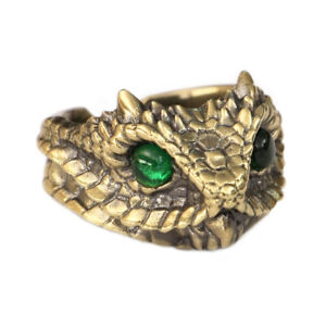 Green CZ Eyes Brass Adder Viper Snake Ring Punk Jewelry BR267D US 7~15