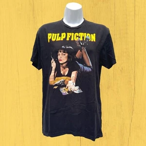Pulp Fiction Shirt Mens Medium Black Graphic Short Sleeve Retro 100% Cotton - Picture 1 of 4
