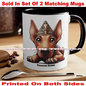 DigiPups Pharao Hound Hunderasse Ägyptisches Motiv Cartoon Kaffeetasse 2 Tassen Set - Bild 1 von 3