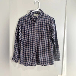LL Bean Kids Large 14-16 Fleece Blue Button Up Flannel Shirt 100% cotton casual - Picture 1 of 5