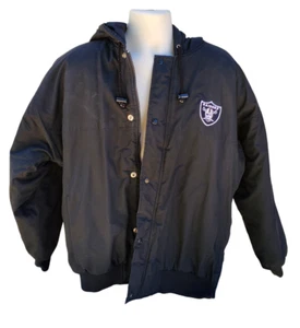 Vintage Oakland Raiders NFL Starter Football Puffer Hooded Jacket Adult Sz L Lv - Picture 1 of 13