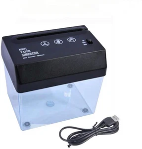 USB Paper Shredder A6 Paper Cutter with Letter Opener Mini Electric Shredder Bat - Picture 1 of 9