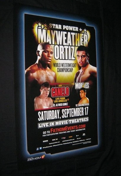 ORIGINAL 2011 FATHOM EVENTS THEATER POSTER  MAYWEATHER VS ORTIZ 27" X 40" D/S - Image 1 of 1