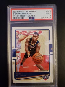 Zion Williamson 2020-21 Donruss Press Proof #d /349 Pelicans #147 2nd Year PSA 9