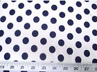 Discount Fabric Printed  Spandex Stretch White with Navy Polka Dots H300