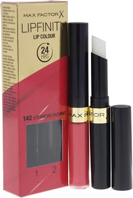 Max Factor Lipfinity Duo Rojo de Labios 142 Evermore Radiant Estilo 24H Nuevo - Imagen 1 de 3