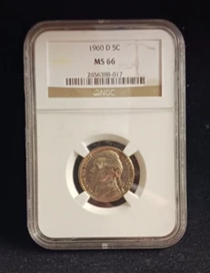 1960 D NGC MS66 Jefferson Nickel Coin - Picture 1 of 4