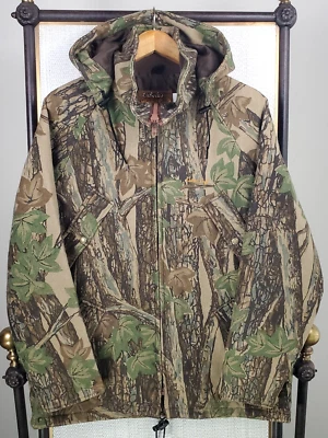VTG CABELAS WHITETAIL 100% Wool Hooded Field Jacket Lined Mens Sz Medium Camo - Image 1 of 4