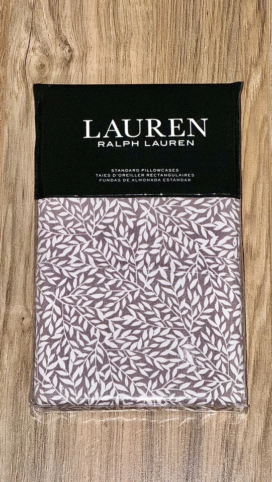 Lauren Ralph Lauren Spencer Leaf Sateen TWO STANDARD Pillowcases Deep Lavender