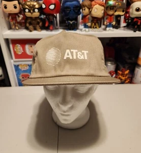 90's Vintage ROYCE'S AT&T Trucker Snapback Hat Tan Khaki - Picture 1 of 10
