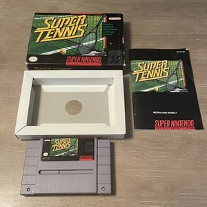 Super Tennis Super Nintendo, SNES, 1991, Box, Sleeve, Manual, Cartridge, Tested - Picture 1 of 14