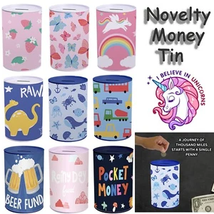 2PCS Sterling Bank Note Tin Piggy Bank Coin Box Cash Savings Tin Money Can 15cm - Picture 1 of 90