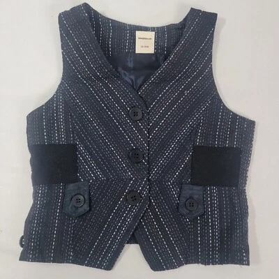 Chaleco Jottum Niña Negro Forrado Marrón Blanco Rayas Acentos Abotonados EMMY Talla 6 Foto 1 de 4