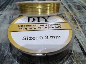 Copper Jewelry Wire, Gold, 27 Gauge, 0.3mm, 15.6 mtr, Nickel Free. - Picture 1 of 1
