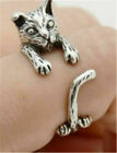 SILVER FILLED ONE SIZE ADJUSTABLE " CAT RING " FITS SIZE J 1/2 /  T