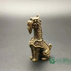 Solid Brass Sculpture Small Beast Ornaments Antique Tea Pet Chinese Fengshui - Picture 1 of 5