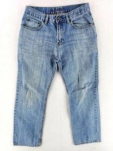 Old Navy 31x30 Straight Fit Blue Jeans Classic Denim Broken In Faded Stone Wash - Picture 1 of 7