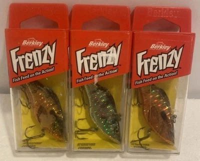 Señuelos de buceo poco profundos Berkley Frenzy Crankbait (2) CROMO BLUEGILL/ (1) percha. Nuevo en caja Foto 1 de 4