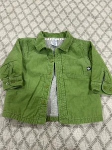 Gymboree Boys 12-18 Months Green Corduroy Coat Jacket Grey Lining Arm Patches - Picture 1 of 7