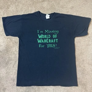 World of Warcraft Shirt WOW Mens Large Missing WOW for this? Black Y2K - Picture 1 of 6