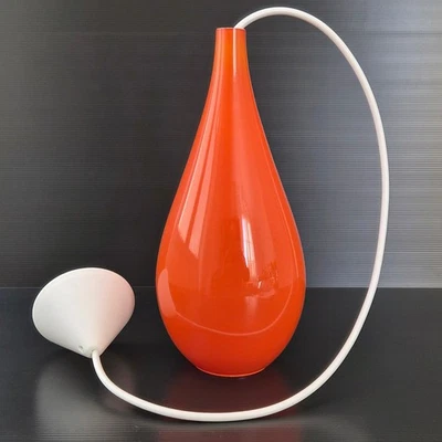 Araña Suspensión Vintage Escandinava 1960 Vidrio Ópalo Naranja 60S Retro Foto 1 de 4