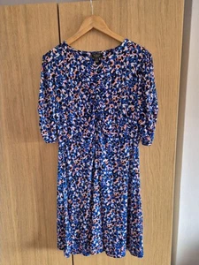 BNWOT Lipsy £55 UK 16 Blue Leopard Print Jersey Skater Dress Summer Wedding - Picture 1 of 6