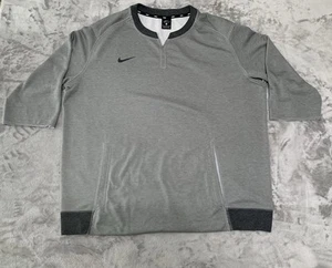 Nike Pullover Herren XL grau Dri Fit Baseball 3/4 Arm Warmup Pulli Tasche - Bild 1 von 14