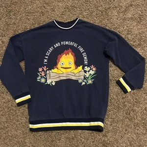 Her Universe Studio Ghibli Howl’s Moving Castle Calcifer Fire Demon Crewneck - Picture 1 of 11