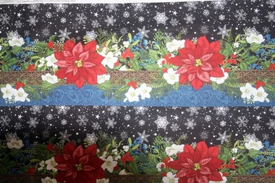 WINTER BLOOMS STRIPE FROM IN THE BEGINNING FABRICS - 100% COTTON FABRIC - Image 1 of 4