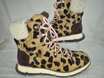 Botas de excursionista Cole Haan Zerogrand 360 estampado de leopardo pelo de becerro ribete de oveja 6,5 M Foto 1 de 4