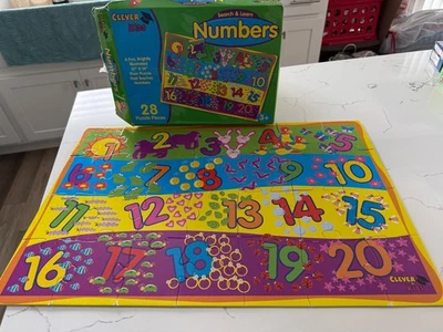 Clever Kids 28PC Fun Brightly Illustrated 21"x14" Floor Puzzle Match Numbers - Image 1 of 4