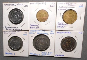 Korea: 6 verschiedene Hotel-Unterhaltungs- & Spielmarken. Vietnamkrieg Ära & später. - Bild 1 von 5