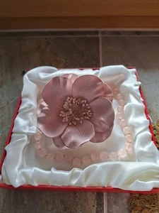 Rosa Rosenquarz-Perlen-Halskette, 10 mm runde Heilquarz-Halskette, - Bild 1 von 2