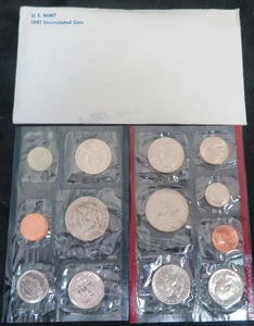 1981 Uncirculated Mint Set. P and D Mint Marks, 3 Anthony, 2 Kennedy in Envelope - Picture 1 of 2