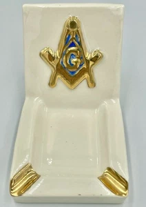 Vintage 1953 Freemason Masonic Gold Aschenbecher & Zigarettenschachteletui signiert E.M.H - Bild 1 von 5