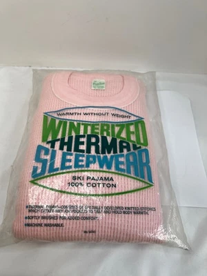 Top y pantalón pijama térmico rosa 100 % algodón vintage nuevo en paquete para niñas 14 Foto 1 de 4