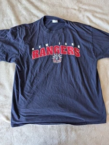 Camicia vintage anni 90 New York Rangers Lady Liberty Majestic blu uomo XLarge NHL - Foto 1 di 5