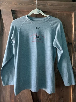 Texas Tech Red Raiders Under Armour Kids Medium Gray Logo LS Tshirt Masked Rider - Image 1 of 4